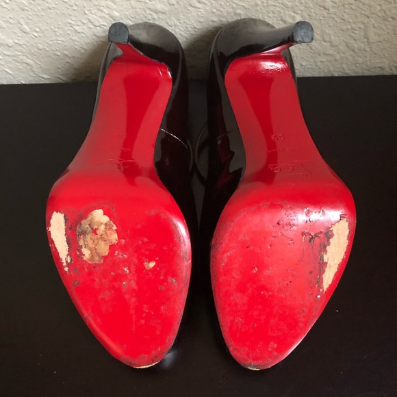 Christian Louboutin Burlina Peep-toe T-Strap Maryjane Patent Pump Burgundy 39 - Picture 10 of 12